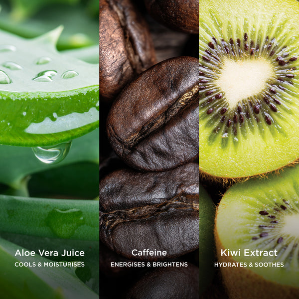 Key ingredients in Tropic Gel Body Cleansers: aloe vera juice, caffeine, and kiwi extract.