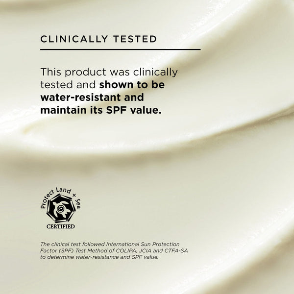 Great barrier sun lotion clinically tested and shown to be water-resistant and maintain its SPF value, protect land and sea certified.